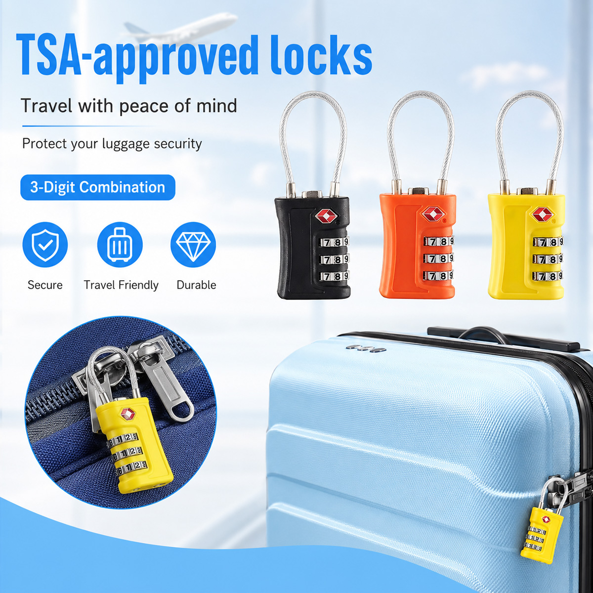 Cable Lock Combination - Cadenas à câble à combinaison à