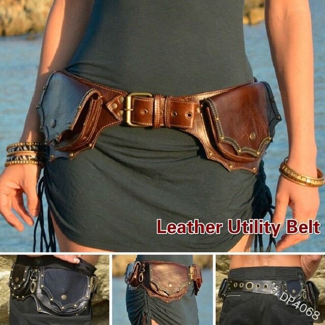 Travel Accessories Hip Belt - Ceinture utilitaire en cuir Steampunk médiéval