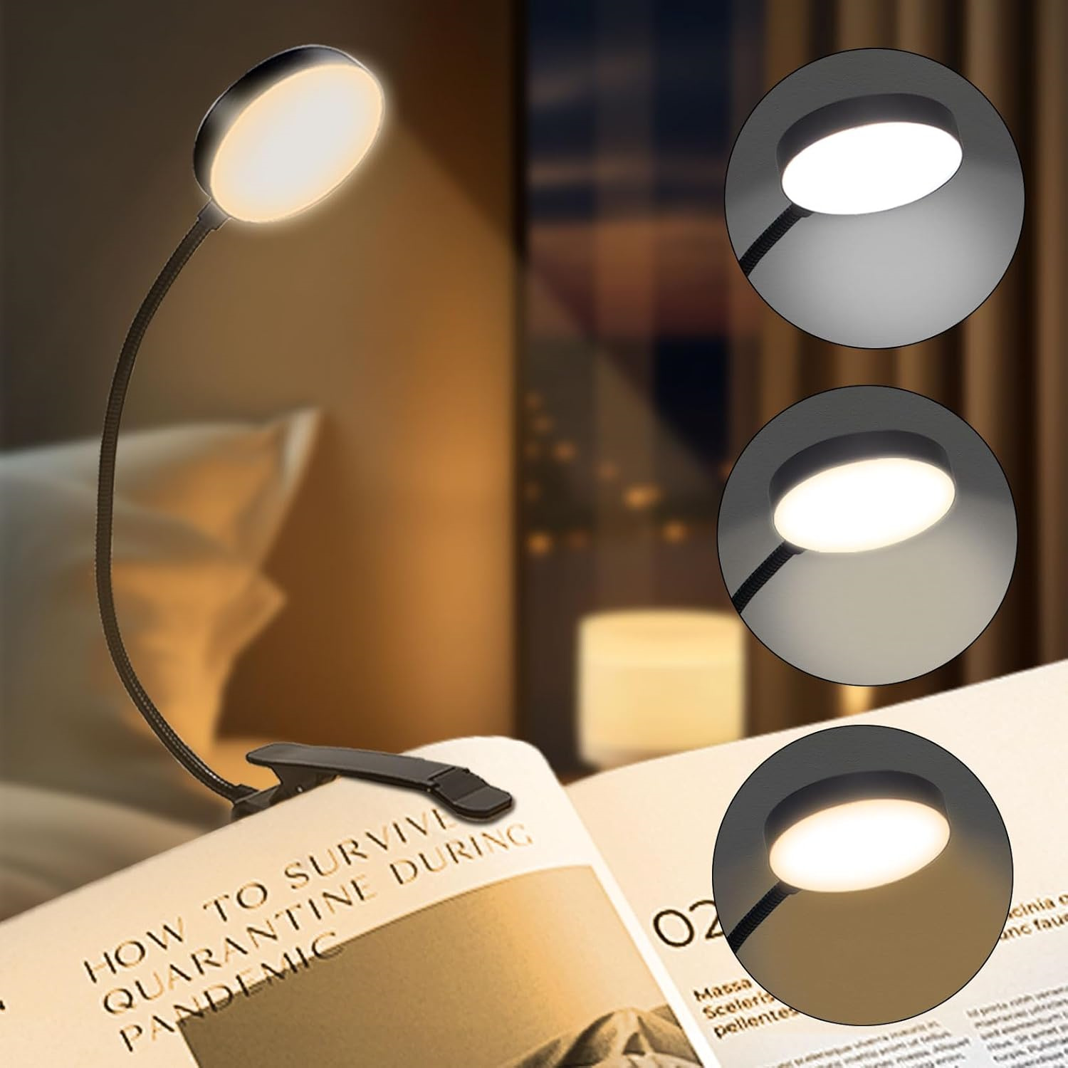 Book Light Flexible - Lampe de lecture USB 3 couleurs
