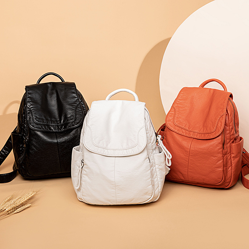 Sac à dos en cuir lavé blanc p - Travel Accessories Leather avis et prix
