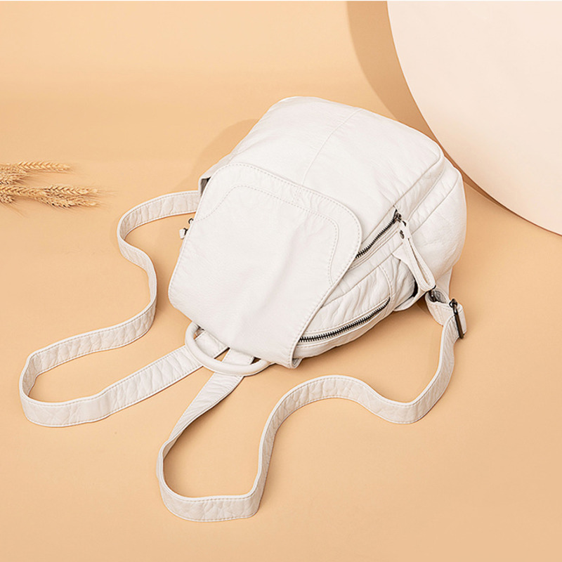 Sac à dos en cuir lavé blanc p - Travel Accessories Leather avis et prix